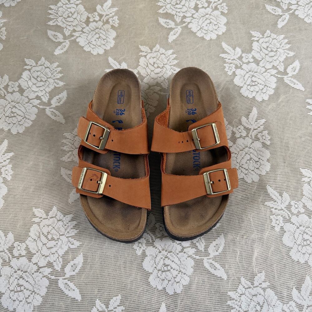 Birkenstock Arizona Cognac Leather Sandals Size 36